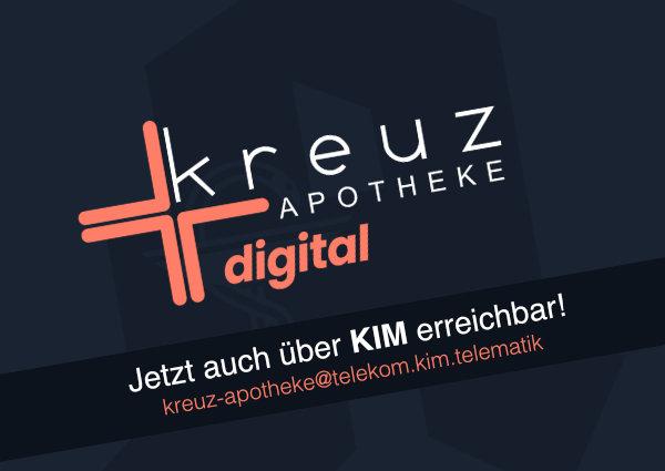 Wir sind bereit für die digitale Kommunikation mit Ärzten und Krankenkassen:<br /><a class="font-semibold mt-4" href="mailto:kreuz-apotheke@telekom.kim.telematik">kreuz-apotheke@telekom.kim.telematik</a>